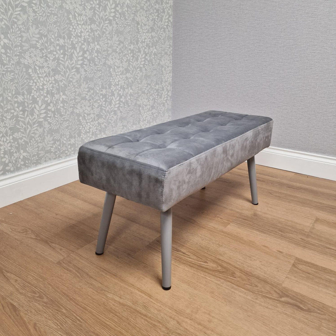 Fairmont Park Upholstered Bench Gray 47cm H X 90cm W X 36cm D