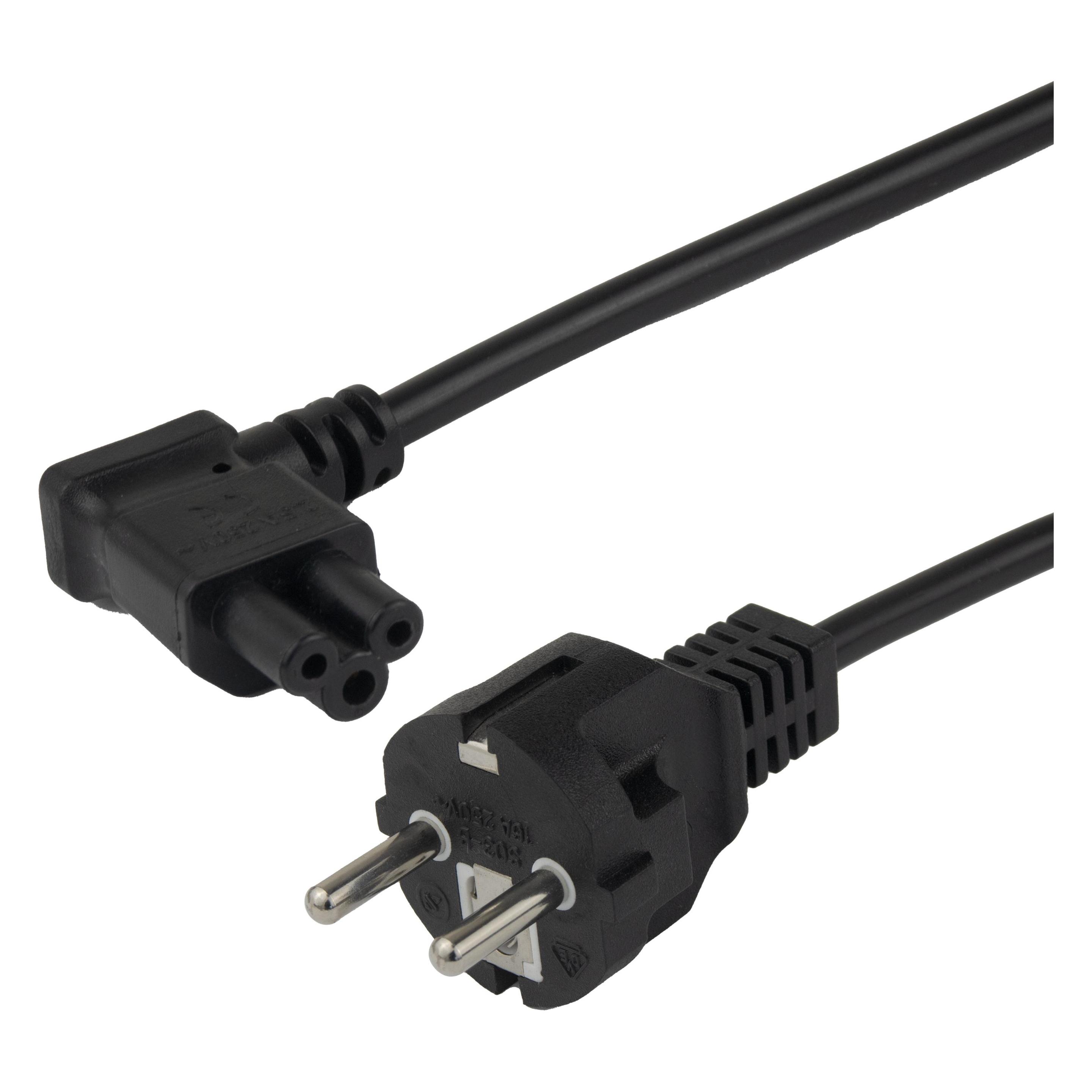 Deltaco Device Cable, straight CEE 7/7 - left angle IEC C5, 2,0m (2 m) (DEL-120-2)