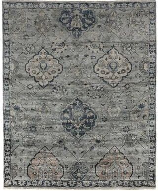 Exquisite Rugs Antique Weave Bamboo hand-knotted Bamboo Silk Gray/Denim Area Rug