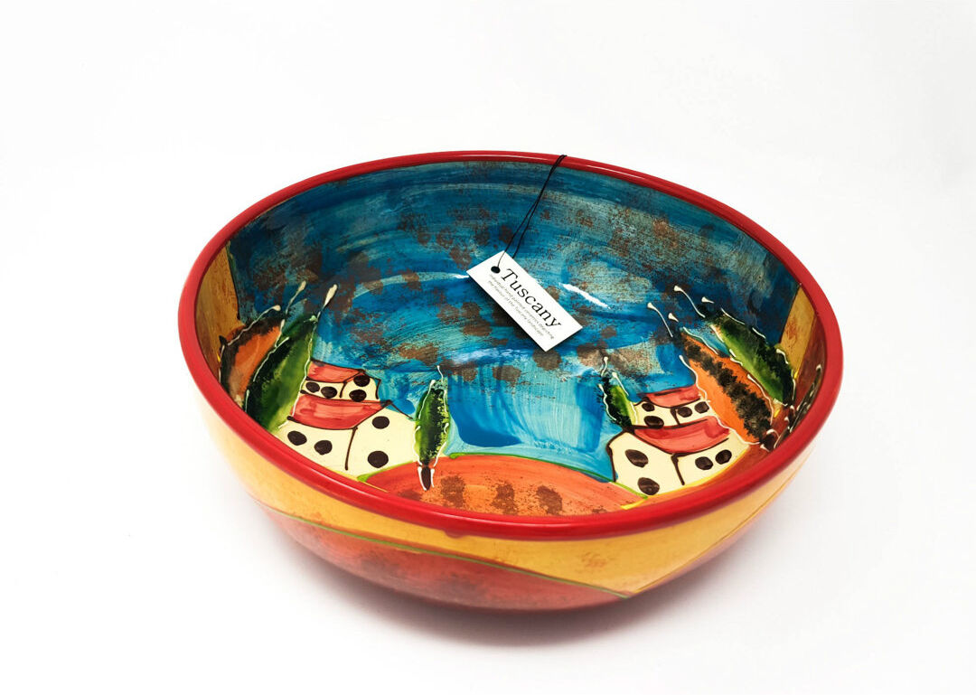 August Grove Devina Ceramic Fruit Bowl Red;Blue 28.45cm W