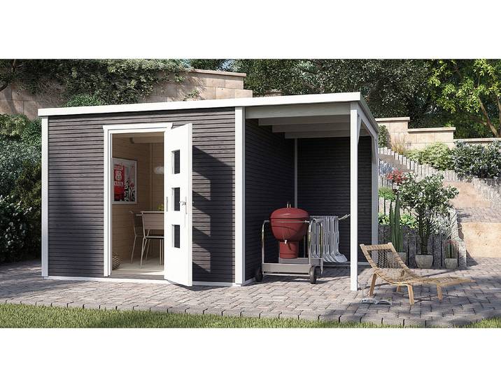 Weka Designhaus wekaLine 413 A1, mit Anbau und Einzeltür, anthrazit