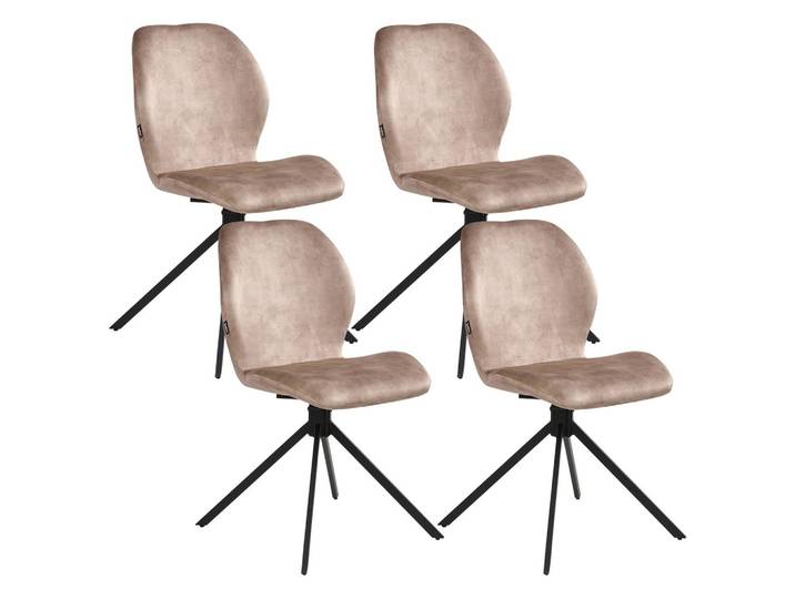 ESSZIMMERSTUHL 4er-Set drehbar Samtstoff Beige Morrison
