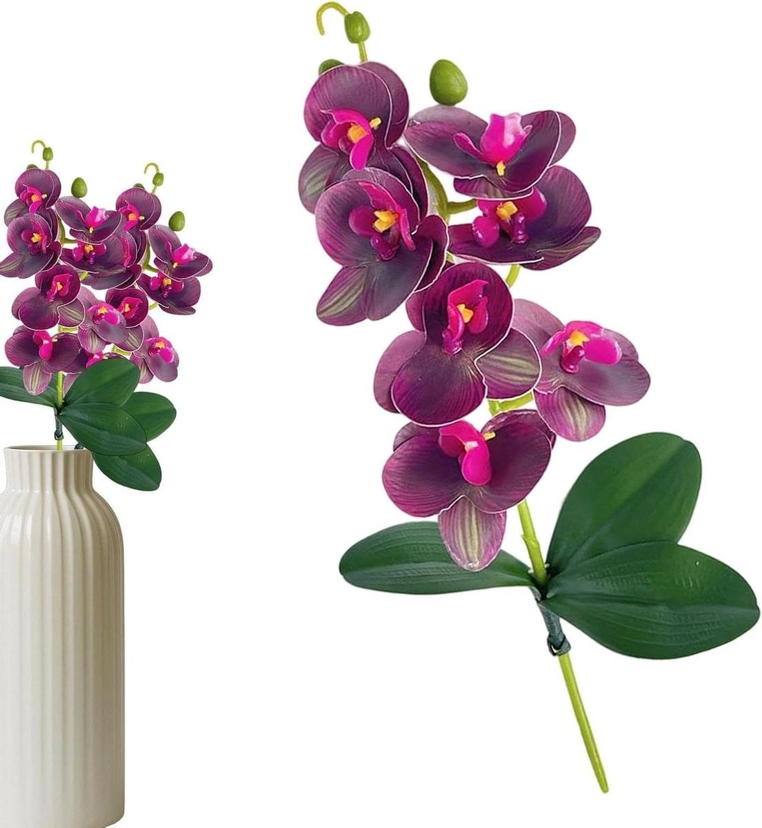 Kunstorchidee Vaasdecoratie Donker Paars - Onderhoudsvrije Nepbloemen - Hoogte: 40 cm