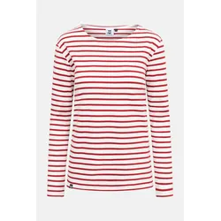 Hanseheld Streifenshirt Damen Natur-Rot Langarm Weiß Rot GOTS Organic