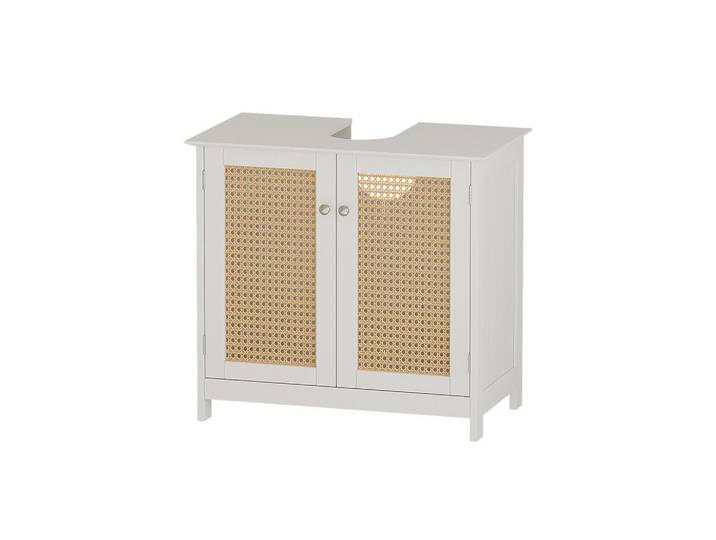 Vicco Waschbeckenunterschrank Rosario Weiß 60 x 58 cm mit 2 Türen, Holzwerkstoff, 1 Fächer, Rechteckig, 60x58x35 cm, Badezimmer, Badezimmerschränke, Waschbeckenunterschränke