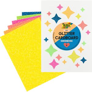 Folia Fotokarton Glitterkarton Neon, 17,4 x 24,5 cm, 6 Farben sortiert, 400g/m², 6 Blatt