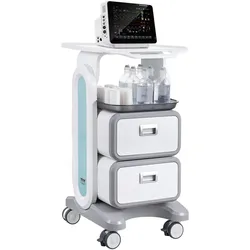 VEVOR Laborwagen mit 3 Ebenen, Laborwagen mit 2 Schubladen und 1 oberen Ablage, mobiler medizinischer Wagen aus ABS-Material, Laborrollwagen mit 4 leisen Rädern für Labor, Klinik, Krankenhaus, Salon, weiß