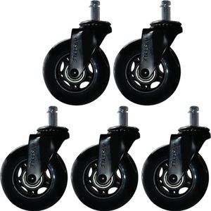 AMSTYLE Stuhlrollen SPM1.980, 5 Stück, Universalrollen, ungebremst, Stift-Ø 11 mm