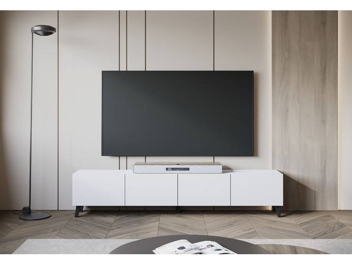 Lowboard HOME AFFAIRE LOWBOARD PHUKET II, TV-Kommode Breite 190cm , weiss (weiß matt), B:190cm H:40cm T:32cm, Sideboards, Lowboard, Modernes, griffloses Design mit 4 Klappen in eleganten, matten Farben