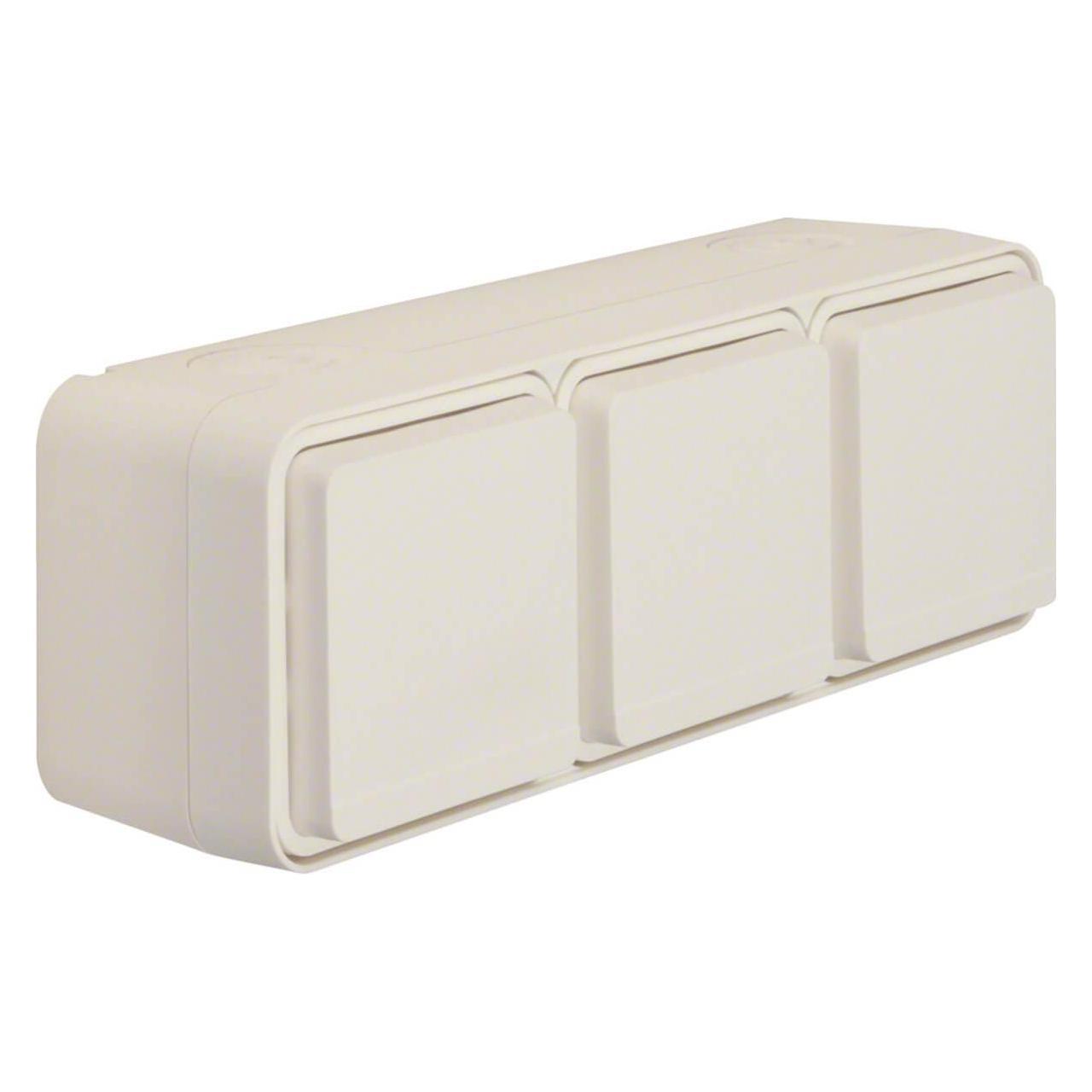 Berker 3fach-Steckdose SCHUKO 47733512 m.Klappdeckel AP W.1 polarweiss (47733512)