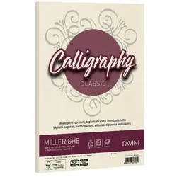 Favini, Kopierpapier, Millerighe Kalligrafie-Tintenstrahlpapier A4 (210x297 mm) 50 Blatt Elfenbein (A4, 50 Blätter, 100 g/m2)