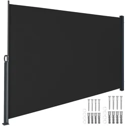 TecTake GmbH tectake Seitenmarkise ausziehbar mit Aufrollmechanismus, windschutz, sichtschutz, 300x200 cm, schwarz