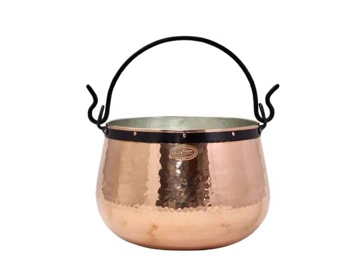 CopperGarden Kupferkessel 5 L mit Henkel I Robuster Kessel aus verzinntem Kupfer: Ideale Wärmeleitung & -verteilung I Lebensmittelechter Feuerkessel für Gulasch/Feuerzangenbowle uvm.