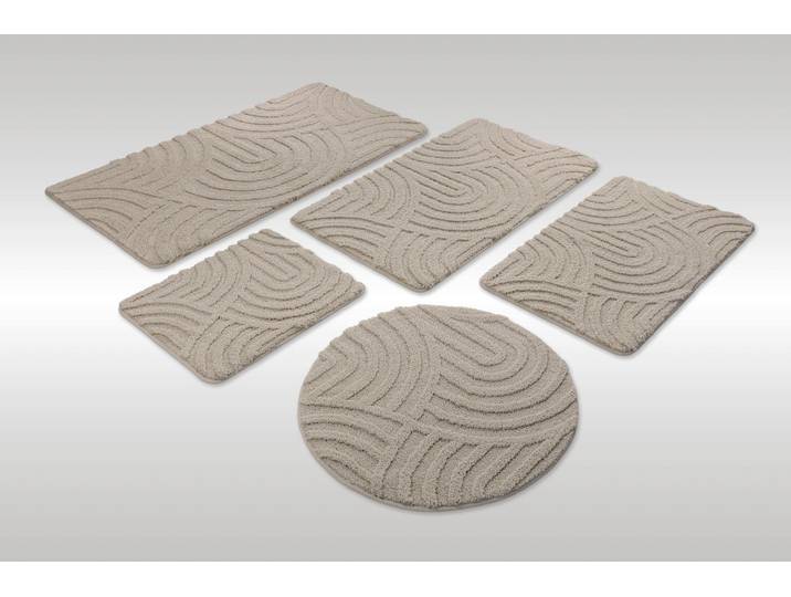 Badematte WECON HOME Fiete , beige (seiden grau), H:25mm, Polyester, Badematten, Badematte, Badteppich, Hoch-Tief-Effekt, weich, rutschhemmend, waschbar, getuftet