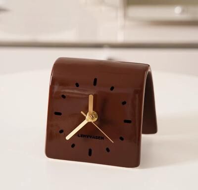 Daily Discovery Modern Ceramic Desk Clock Silent Table Clock For Bedroom Living Room Office Home Decor bright Brown