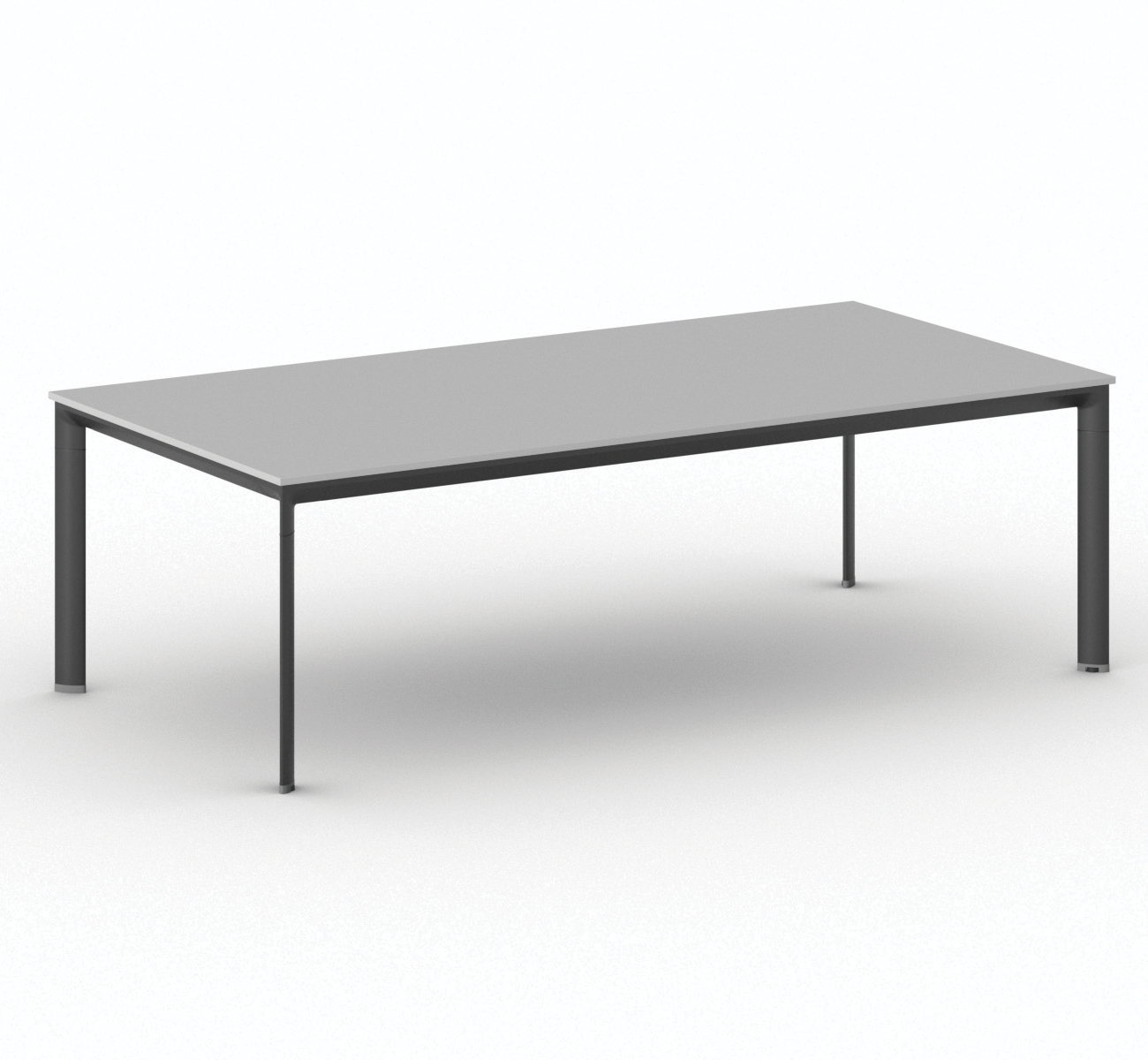 B2B Partner Konferenztisch PRIMO INVITATION 240x120 cm, schwarzes Metallgestell, grau