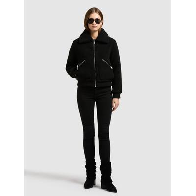 Blouson KHUJO "ROWYN", Damen, Gr. M, schwarz, Web, 100% Polyester, unifarben, regular fit knielang, eingesetzt Rippstrickbündchen, Jacken Blouson