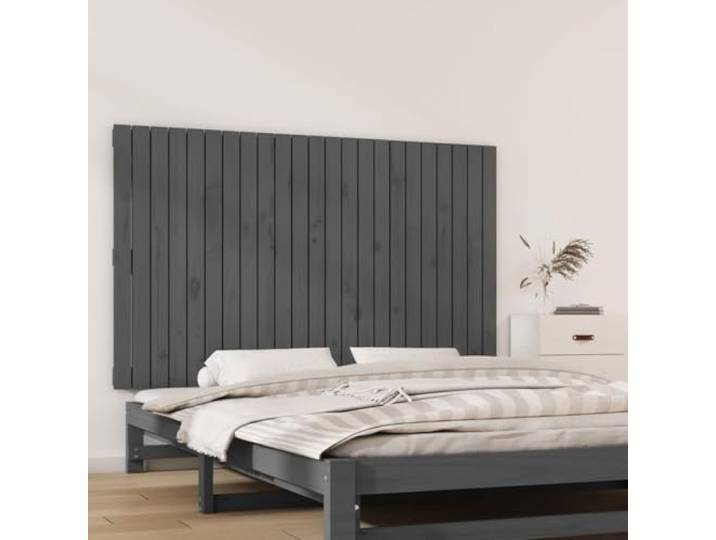 Holzbett Kopfteil grau 147x3x90 cm aus massivem Kiefernholz, Wand montiert, bietet eine perfekte Rückenstütze beim Lesen oder Fernsehen.