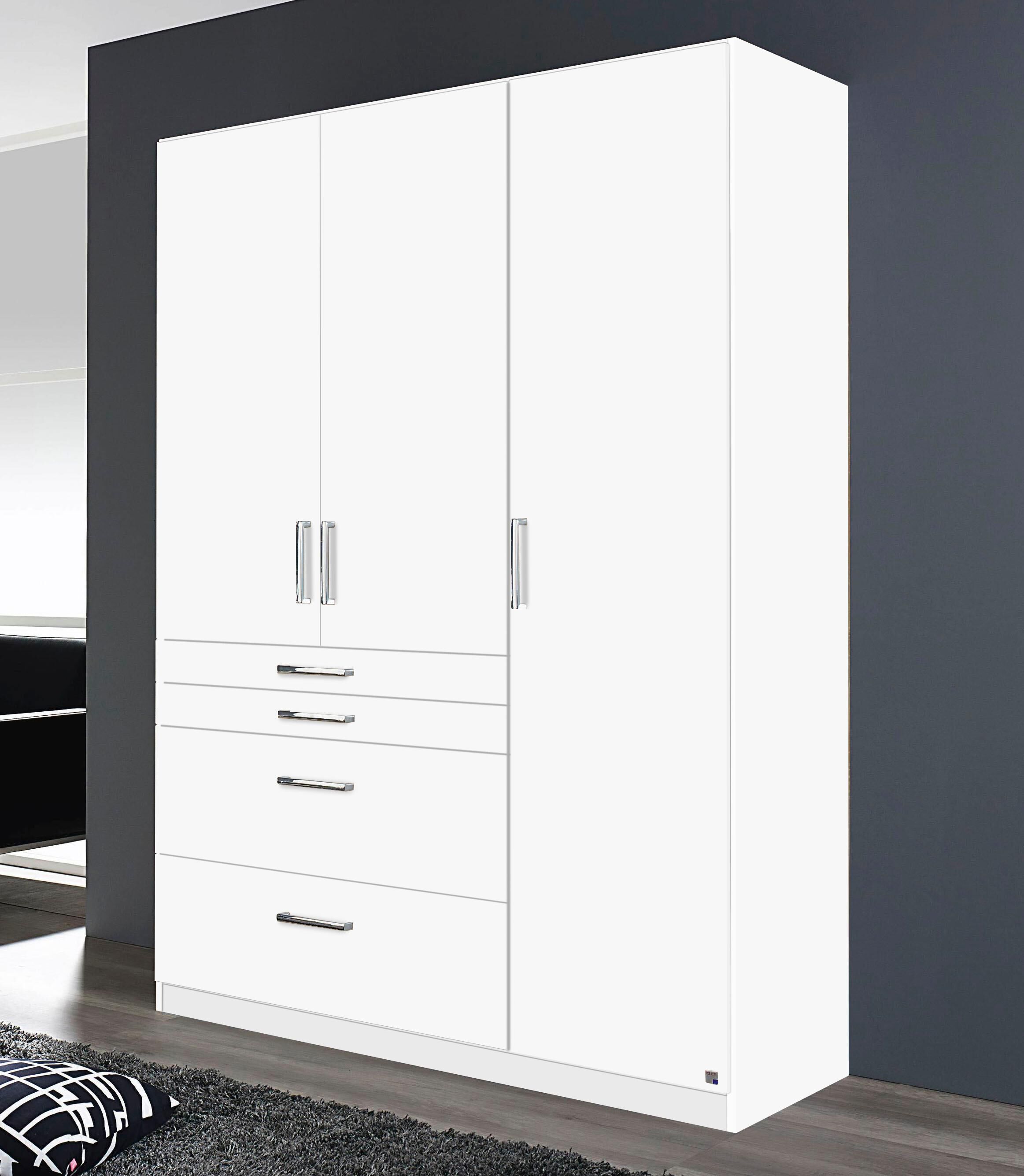 Kleiderschrank RAUCH "Harburg Drehtürenschrank Schlafzimmerschrank mit viel Stauraum", weiß, B:136cm H:197cm T:54cm, Holzwerkstoff, Schränke, Kleiderschrank, oberste Schublade mit praktischer Facheinteilung MADE IN GERMANY