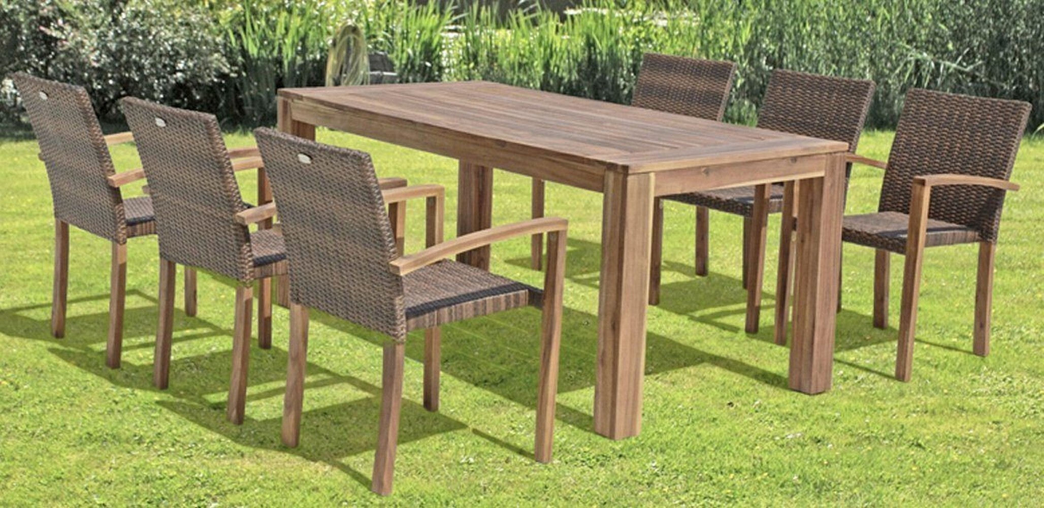 Garten-Essgruppe "Topeka" in braun. Abmessungen (BxHxT) 180x77x90 cm