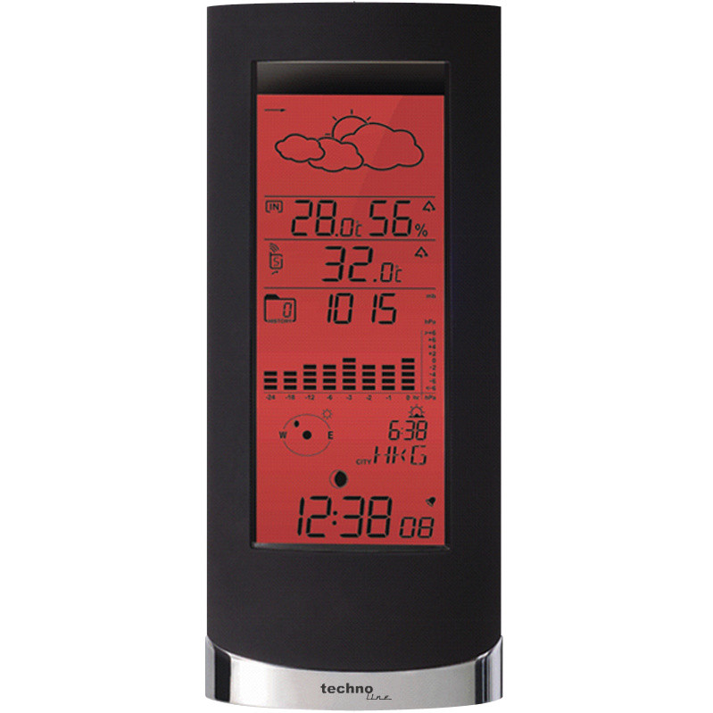 Technoline WS 6501 Weerstation met regensensor en thermometer, Zwart