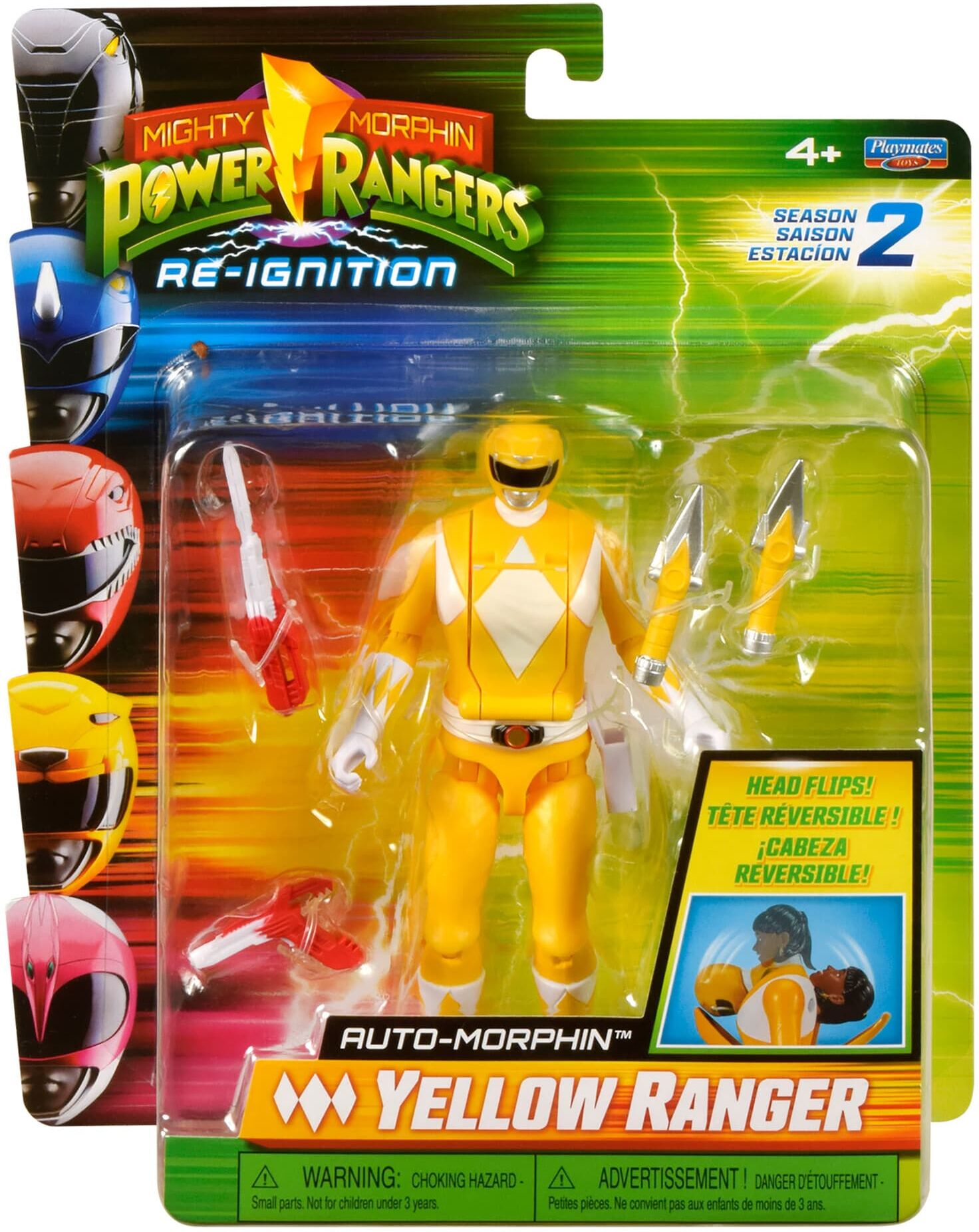 Power Rangers Mighty Morphin Auto-Morphin Yellow Ranger Action Figure by Playmates Toys - Yellow - Ages 6 and Up
