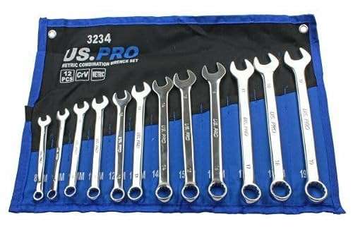 US Pro 12-delige metrische combinatie sleutelsset 8-19 mm