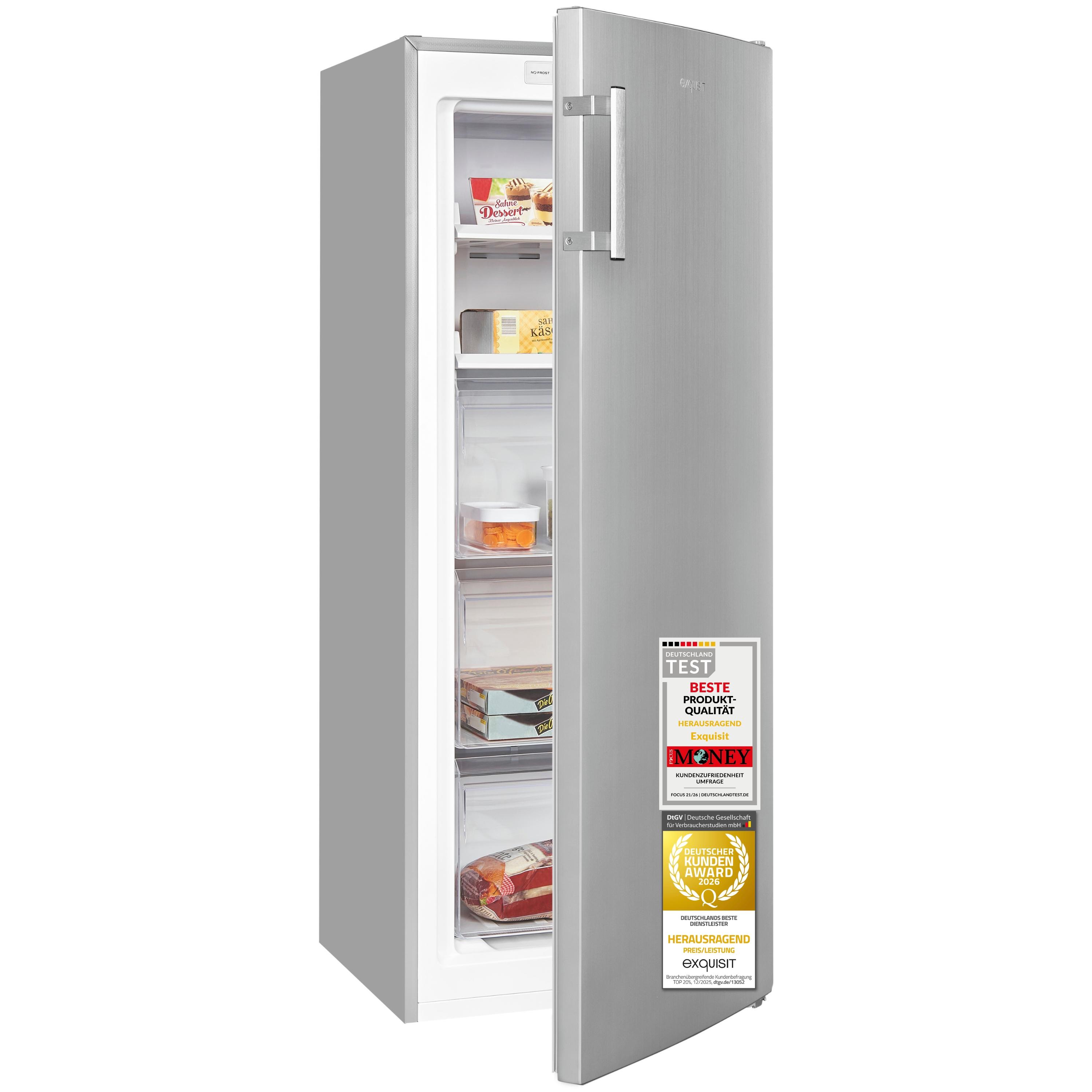 Gefrierschrank | GS5231-NF-H-040D inoxlook | 161 l | No Frost | Elektronisch | Energieklasse D | 39 dB | Geräuschklasse C | Inoxlook