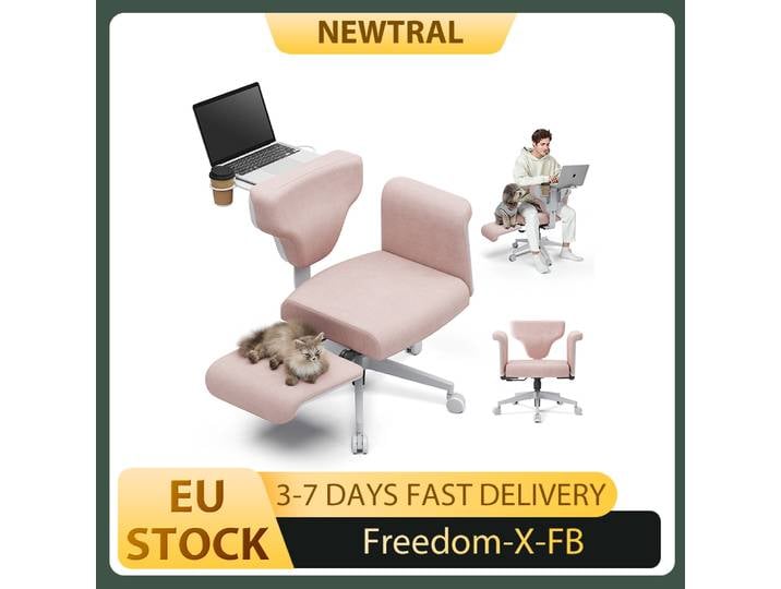 NEWTRAL Freedom-X-FB Chaise multi-posure avec accoudoir Réglage d'accoudoir à 8 niveaux 90 ° -117 ° Plateau et porte-gobelet pour ordinateur portable inclinable avec dossier
