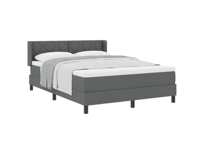 vidaXL Boxspringbett mit Matratze Dunkelgrau 200 x 140 cm Polyester, Modernes Schlafzimmerbett, langlebige Schaum-Matratze, Boxspring Schlaflösung, stylisches minimalistisches Möbel