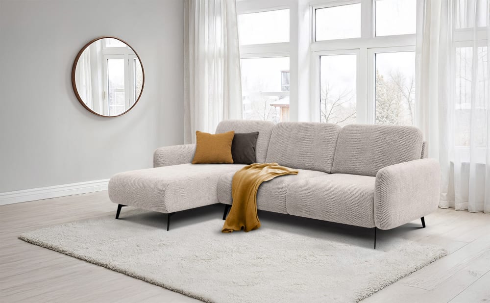 Wozimo Canapé d angle 4 places gauche , beige Beige 264x82x157cm