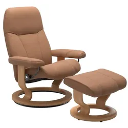 Stressless Sessel mit Hocker Consul Classic Leder Braun Batick Latte S (Small)