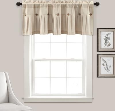 Lush Decor Linen Button Window Curtain Valance