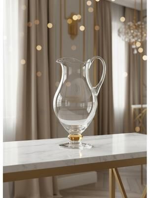 Vivience Glass Pitcher with Amber Diamond on Foot