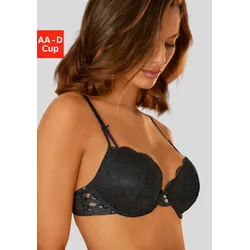 Push-up-BH LASCANA "Nikoletta", Damen, Gr. 75, Cup D, schwarz, Spitze, Obermaterial: 60% Polyamid, 35% Polyester, 5% Elasthan, BHs Push-up-BH, mit aufregender Schnürung an den Seiten, sexy Dessous, Reizwäsche