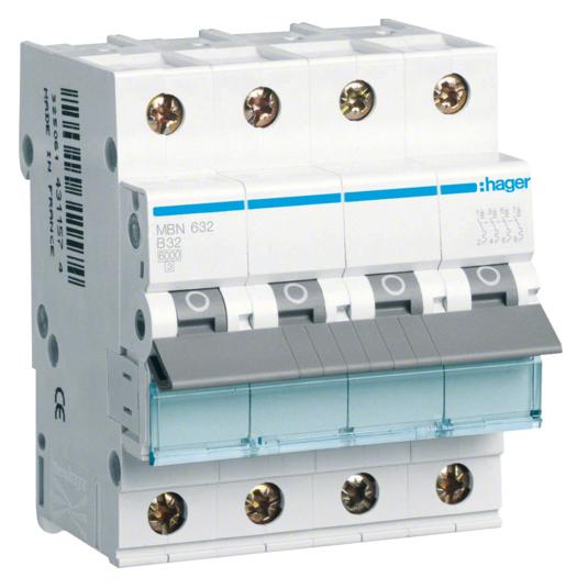 Hager HAG MBN632 LS-Schalter 3P+N 6kA B-32A 4M (MBN632)
