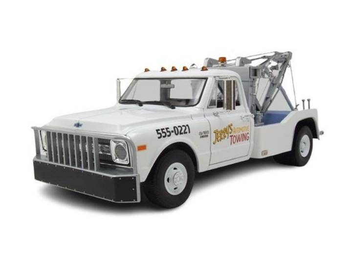 GREENLIGHT collectibles Modellauto Chevrolet C-30 Dually Wrecker 1969 weiß Abschlepper Fall Guy Stuntman, Maßstab 1:18