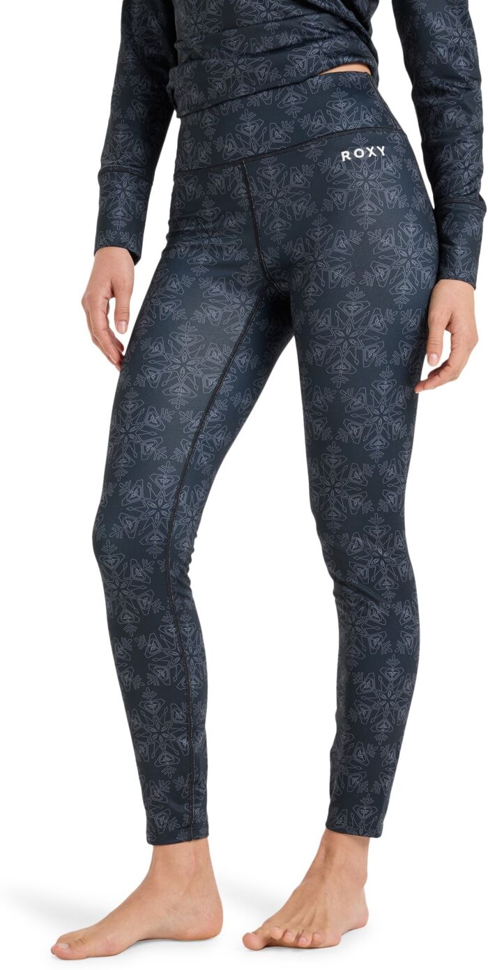 Sporthose ROXY "Daybreak Brushed", Damen, Gr. S, Normalgrößen, schwarz (schwarz snowflakes), Obermaterial: 92% Polyester, 8% Elasthan., Hosen Sporthose