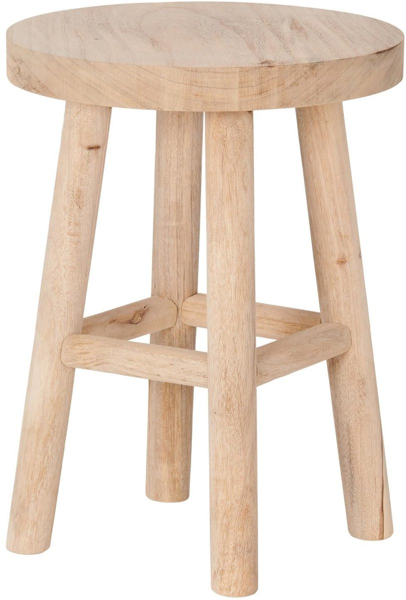 Merkloze Teak Houten Kruk en Multifunctionele Bijzettafel