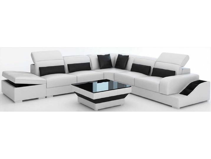 Xlmoebel Ecksofa Moderne Ecksofa Landschaft Weiß Couchtisch Premium Lounge Design, 2 Teile, Stauraum