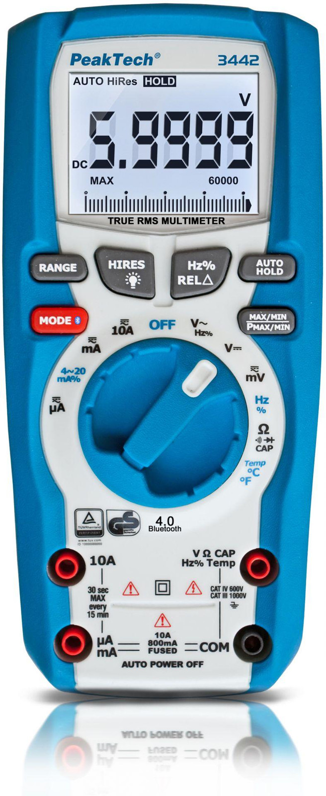 PeakTech P 3442 TrueRMS Bluetooth-multimeter, 1000V AC/DC, 60.000 tellingen