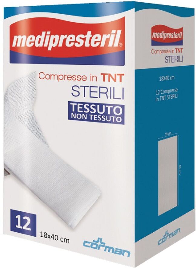 CORMAN SpA Medipresteril Compresse Sterili TNT 18x40cm - Confezione da 12 Pezzi