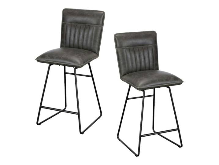 Lot de 2 chaises de bar pivotantes assise synthétique gris vieilli