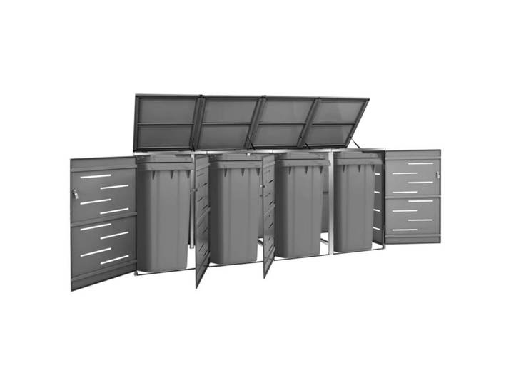 Abri pour quatre poubelles 276,5x77,5x112,5 cm convient aux cours et jardins de style moderne