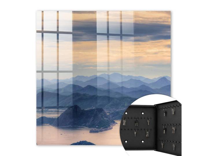 SCHLÜSSELBOX Schwarz 30x30 cm- Türöffnung nach rechts - Berglandschaft