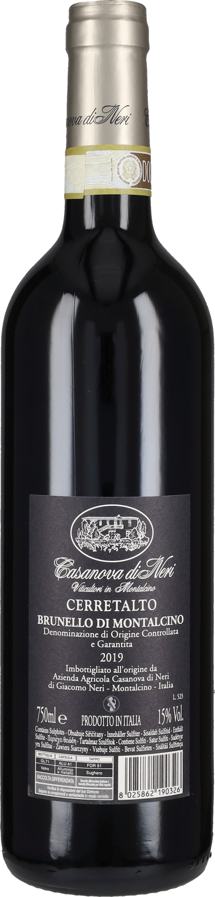 Brunello di Montalcino 'Cerretalto' Casanova di Neri 2019