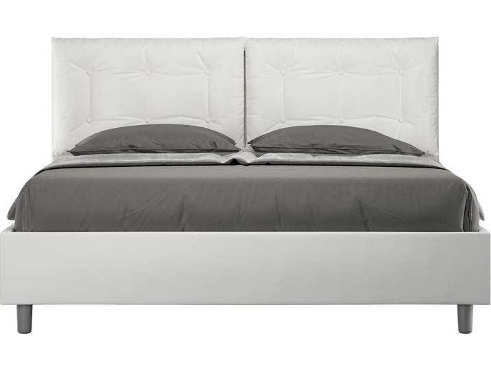 ITYHOME - Lit sans sommier rembourré 160x190 similicuir blanc Annalisa