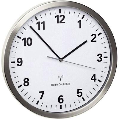 TFA Analoge Funk-Wanduhr mit Edelstahl-Rahmen