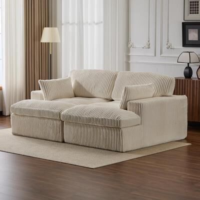 Kodotan sofa Double Chaise Lounge Chair Indoor,Oversized Upholstered Sleeper Cloud Couch,Deep Seat Sofa Bed,Corduroy Reading Chair Required
