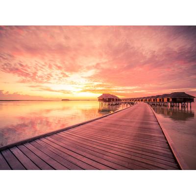 Fototapete PAPERMOON "Water Bungalows Maldives", bunt, B:2m L:1,49m, Vlies, Tapeten